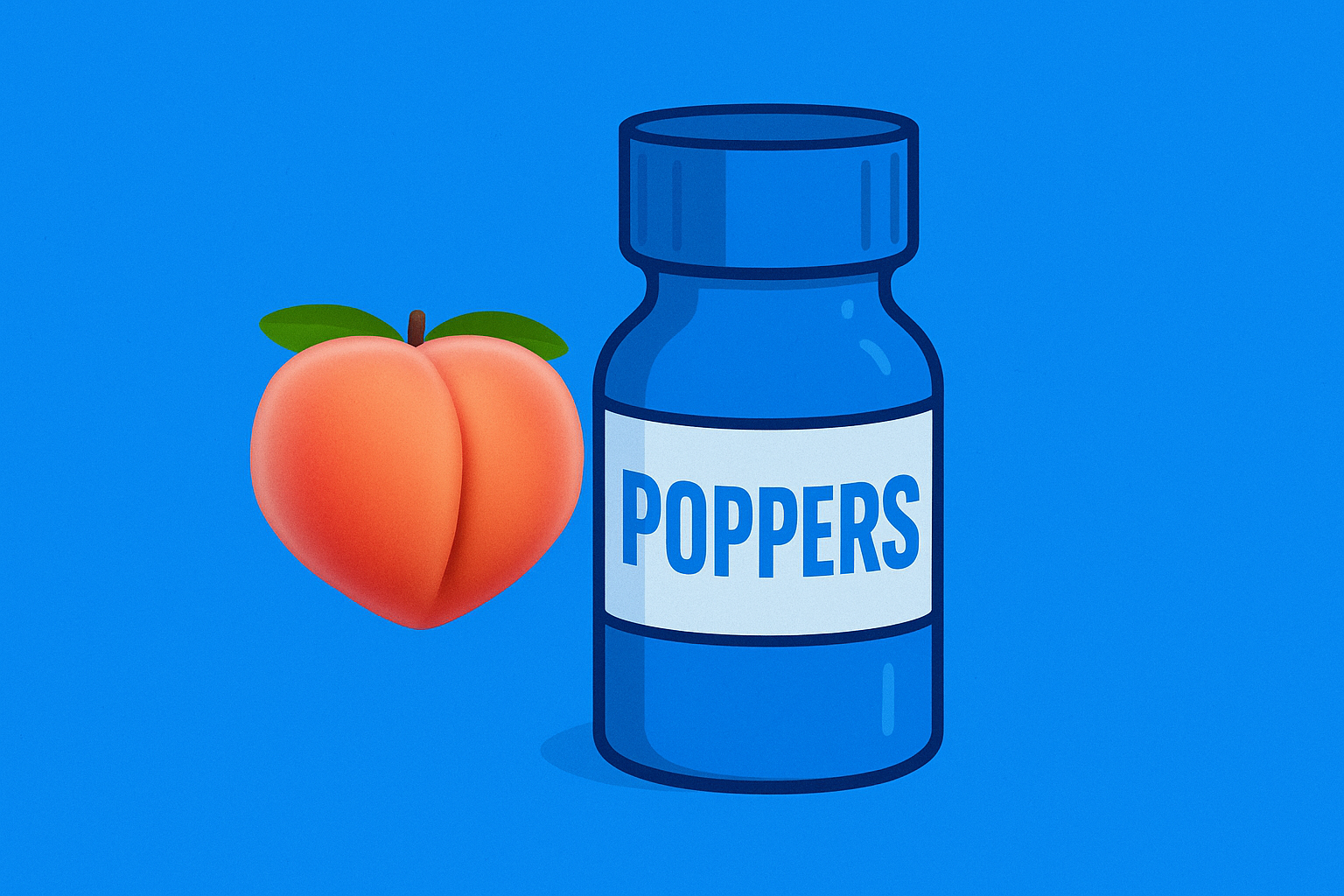 Flacon poppers et emoji Pêche